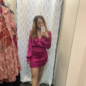 Blue blush bright fuschia dress